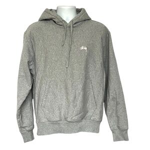 Stussy Hoodie Mens Size Medium Light Gray One Sided Lined in Thick Fleece Warm